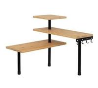 Paris Prix – Étagère d'angle de cuisine Bambou 3 niveaux 43 cm Naturel & Noir Beige