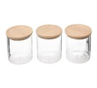 5five - Lot de 3 Bocaux en Verre, Couvercle Hermétique Bambou, 350 ml, 8,5 x 10,5 cm - Pour Rangement Cuisine, Épices