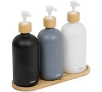 Lot de 3 Distributeurs de Savon & Plateau Soap 25cm Multicolore