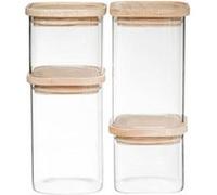 FIVE Simply Smart - Lot de 4 Bocaux "Empilables" 15cm Transparent Transparent G
