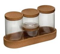 FIVE Simply Smart - Lot de 4 Pots Avec Plateau "Liège" 26cm Marron Marron
