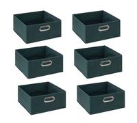 Five Simply Smart - Lot de 6 boites de rangement en tissu - 31x31x15cm - Bleu Pétrol