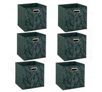 Five Simply Smart - Lot de 6 boites de rangement en tissu Herbier - 31x31x31cm - Vert