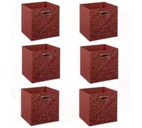 Five Simply Smart - Lot de 6 boites de rangement en tissu Minimalist - 31x31x31cm - Rouge Rouge G
