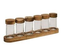 Lot de 6 Pots à Épices en Verre Plateau 34cm Transparent