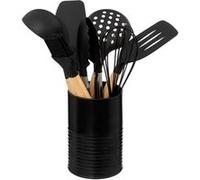 5five - pot métal noir à ustensiles avec 7 accessoires