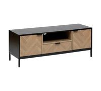 5five Meuble TV Chevrons 3 portes effet bois et noir 120x40 cm