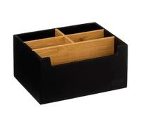 Organiseur de salle de bain Rangement maquillage 5 compartiments Natureo Noir et Bambou