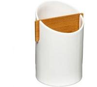Pot à Ustensiles 2 Cases Céramique 17cm Blanc