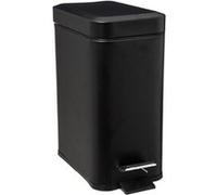 Paris Prix – Poubelle de salle de bain Rectangle 5 L – Inox noir mat, à fermeture douce, pédale