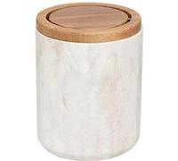 But – Poubelle de table Côme – Effet travertin, couvercle bois – 1,5 L – Beige