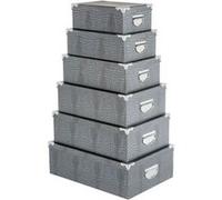 FIVE Simply Smart - Set de 6 Boîtes de Rangement "Croco" 48cm Gris Gris G