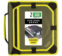 Five Star Classeur à fermeture éclair, classeur à 3 anneaux de 5,1 cm pour école, panneau d'extension, capacité de 580 feuilles, olive/agrumes (290520C)