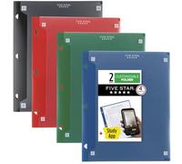Five Star Lot de 4 dossiers à 2 poches, couverture personnalisable, dossier avec poches, pour classeur à 3 anneaux, plastique, noir, bleu pacifique, rouge feu, vert forêt (330092A-ECM)