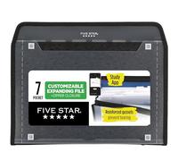 Five Star Organiseur de fichiers extensible + application d'étude, organiseur de fichiers accordéon à 7 poches, fermeture éclair, peut contenir 28 x 21,6 cm, noir (72709)