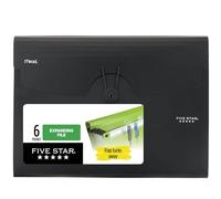 Five Star Organiseur de fichiers extensible, organiseur accordéon à 6 poches, fermeture élastique, peut contenir 28 x 21,6 cm, noir (72391)