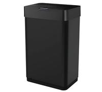 Five Stars® Poubelle avec capteur - 60 L - Séparation des déchets - Acier inoxydable - 2 compartiments - Couvercle souple - Noir