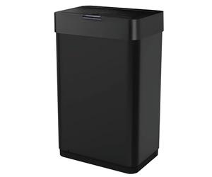 Five Stars® Poubelle avec capteur - 60 L - Séparation des déchets - Acier inoxydable - 2 compartiments - Couvercle souple - Noir