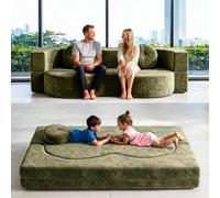 FIVIXIL Canapé Compressé Sans Os, Convertible, Canapé Compressé, Lit, Mousse Mémoire, Emballé Sous Vide, Housse En Tissu Amovible, Inclus 2 Coussins De Jeté, Vert: 200 x 100 cm