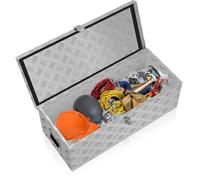 FIVMEN Boîte en aluminium avec couvercle - Boîte de transport en aluminium - Boîte à outils avec serrure, clés et poignée - Mallette de transport - Caisse en aluminium - 76 x 33 x 25 cm - Argenté