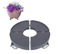 FIVMEN Chariot rond pour plantes - 39 à 52 cm - Réglable - Charge maximale : 300 kg - Avec roues pivotantes à 360 ° - Soucoupe avec roulettes - Gris