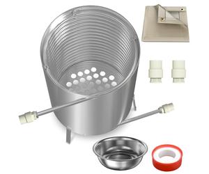 FIVMEN Chauffage de piscine avec feu - Bois de chauffage Chauffe-piscine avec serpentin de chauffage Acier inoxydable Piscine chauffée Seau feu 32/38mm Raccords Pools chauffants pour piscines