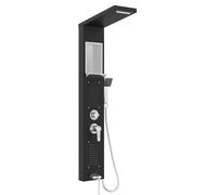 FIVMEN Ensemble de douche en acier inoxydable, colonne de douche à 5 fonctions, douche effet pluie, cascade, jets de massage, pommeau de main, mitigeur de douche, kit complet, couleur noir