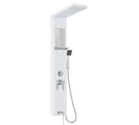 FIVMEN Panneau de douche en acier inoxydable - Colonne de douche - 5 fonctions - Douche à effet pluie - Douchette cascade - Buses de massage - Douchette à main - Bec de baignoire - Kit complet - Blanc