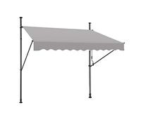 FIVMEN Store Banne Manuel Rétractable avec Manivelle Hauteur Réglable sans Perçage Auvent de Terrasse Protection Solaire Résistant aux intempéries - 250x120cm Gris Clair