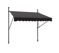 FIVMEN Store Banne Manuel Rétractable avec Manivelle Hauteur Réglable sans Perçage Auvent de Terrasse Protection Solaire Résistant aux intempéries - 200x120cm Gris Foncé