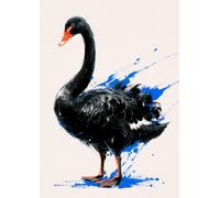 FixArt Tableau Métallique Cygne Noir 30 × 42 cm | Finition Glossy Brillante, Fixation Magnétique, Impression Très Haute Déf., Support Métal ~1 mm, 2 Aimants Inclus