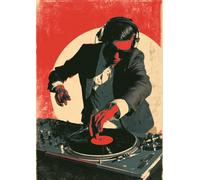 FixArt Tableau Métallique DJ Vinyle 30 × 42 cm | Finition Glossy Brillante, Fixation Magnétique, Impression Très Haute Déf., Support Métal ~1 mm, 2 Aimants Inclus