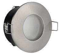 FIXATION SPOT SALLE DE BAIN ETANCHE NICKEL SATINE POUR AMPOULE GU5.3 12V HALOGENE OU LED IP65