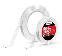 FIXCHORD Ruban Adhésif Double Face Extra Fort, Ruban Adhésif Double Face en Acrylique Imperméable et Transparent, Ruban Adhésif Amovible pour Murs/Moquettes/Tapis de, 4mL*1mmT+3mL*2mmT