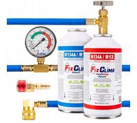 FixClima Kit Recharge R134A pour Systèmes de Climatisation Automobiles 1994-2016 - Gaz Réfrigérant 3en1 avec Manomètre et Lubrifiant Universel