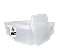 FixedByU Lot de 10 seaux couvercle - 3 l - Transparent - Carré - Seau en plastique alimentaire - Hermétique et stable - Seau vide poignée et couvercle - Pour aliments, chimie, mur, peinture, lessive