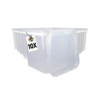 FixedByU Lot de 10 seaux couvercle - 5 l - Transparent - Carré - Seau en plastique alimentaire - Hermétique et stable - Seau vide poignée et couvercle - Convient pour les denrées alimentaires, la