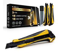 FixedNow 3 x Cutter Professionnel 18mm avec 16 Lames de Rechange incluses | Cutter Rétractable de Précision avec manche ergonomique - Fonction snap-off, lames acier au carbone japonais ultra affûté