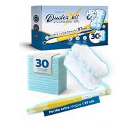 FixedNow Lot de 30 Recharges Plumeau XXL compatibles avec Swiffer Duster | Kit Starter Plumeau avec Manche télescopique 97cm & Poignée - Lingettes de Recharge Attrape-Poussière pour Maison & Voiture