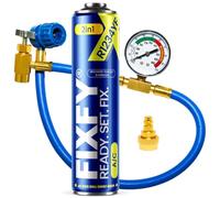 FIXFY Kit 2 en 1 : tuyau avec manomètre, adaptateur et réfrigérant de rechange R1234YF avec huile - Remplissez vous-même la climatisation (véhicules à partir de l'année de construction 2017)
