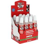 Fixo Glue | 12 colle liquide transparente avec applicateur 2 en 1 | 35 g | Grande polyvalence parfaite pour les zones précises et larges | Lavable | Parfait matériel scolaire