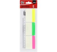 Fixo Notes, 30 marqueurs adhésifs couleur fluo avec règle 12 cm, PET translucide, taille 38 x 50 mm, vous pouvez écrire avec un crayon et un stylo, résistants à l'eau, parfait matériel scolaire
