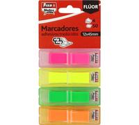 Fixo Notes | Marqueurs adhésifs transparents | 4 couleurs fluo avec distributeur individuel | Chacun avec 50 indices | Plastique Traslu | repositionnable | Imperméable | Matériel scolaire parfait