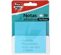 Fixo Notes | Notes adhésives transparentes | 50 notes 75 x 75 mm | Plastique | Couleur bleu pastel | Réutilisables et imperméables | Pour les amateurs de papeterie Aesthetic | Idéal comme matériel