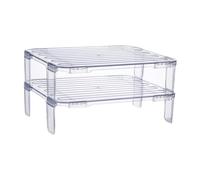 FIXOSHEE Étagère de Rangement en Acrylique Cuisine Empilable Transparente | Organisation D’appoint Plan de Travail, Surface Lisse sans Bavure, 1 Set, pour Salades et Bouteilles