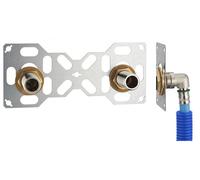 FIXSYSTEM double : kit complet de fixation d'un robinet mural entraxe 150 mm Coudes d'alimentation à sertir profil U sur tube multicouche NOYON & THIEBAULT - Ø 16 mm, sortie mâle 3/4' (20x27) - 3331-1