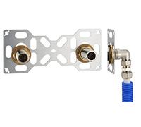 FIXSYSTEM Kit platine de sortie cloison pour tube Multicouche à Compression (à Visser) Ø16 - sorties entraxe 150 millimètres mâle 20x27 (3/4) pour robinet Douche/Baignoire - Installation visitable