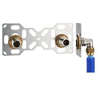 FIXSYSTEM Kit platine de sortie cloison pour tube PER à Compression (à Visser) Ø16 - sorties entraxe 150 millimètres mâle 20x27 (3/4) pour robinet Douche/Baignoire - Installation visitable