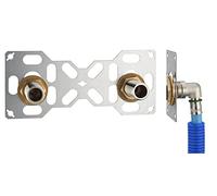 FIXSYSTEM Kit platine de sortie cloison pour tube PER à Sertir Ø16 - sorties entraxe 150 millimètres mâle 20x27 (3/4) pour robinet Douche/Baignoire - Installation visitable