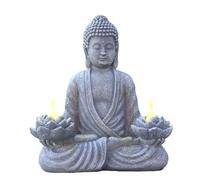FIYSON Statue de Bouddha solaire de jardin, figurine de Bouddha en méditation, décoration avec lumières LED lotus, statue de Bouddha zen pour l'extérieur, résistante aux intempéries, lampes solaires